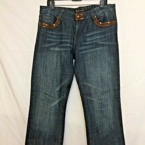 VTG! Women MESMERIZE~ 5 Pockets Leather Embellished Cotton Blend Jeans ~Sz.2(12)